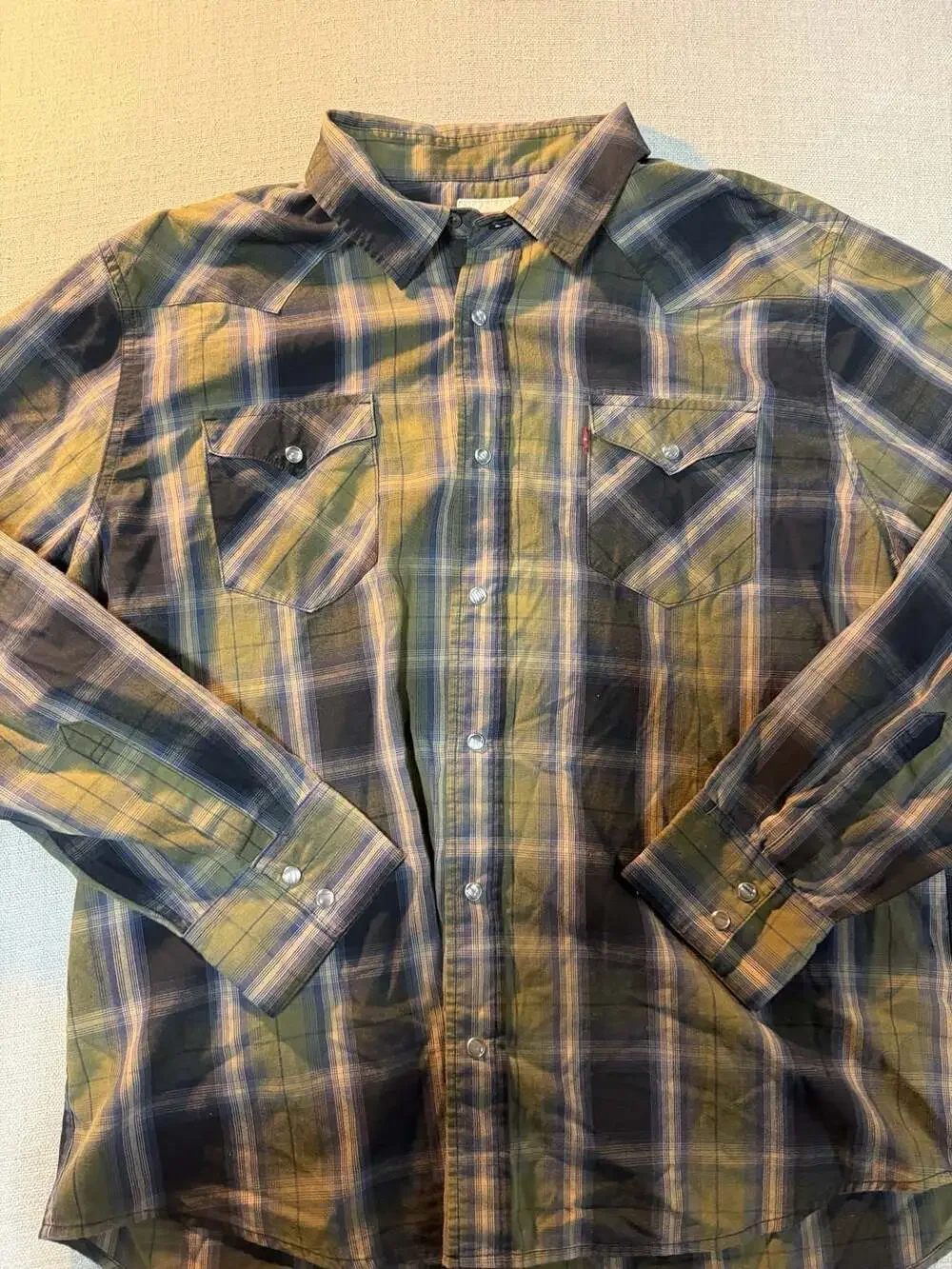 Levi's Men's XXL Long Sleeve Western Pearl Snap Plaid Shirt